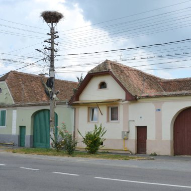 Köyün Cristian, Sibiu İlçesi, Transilvanya tipik kırsal manzara ve köylü evleri