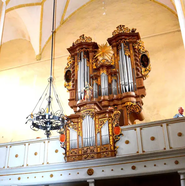 Organ. Ortaçağ içinde köyün Cristian, Sibiu İlçesi, Transilvanya, Romanya Sakson kilisede güçlendirilmiş 