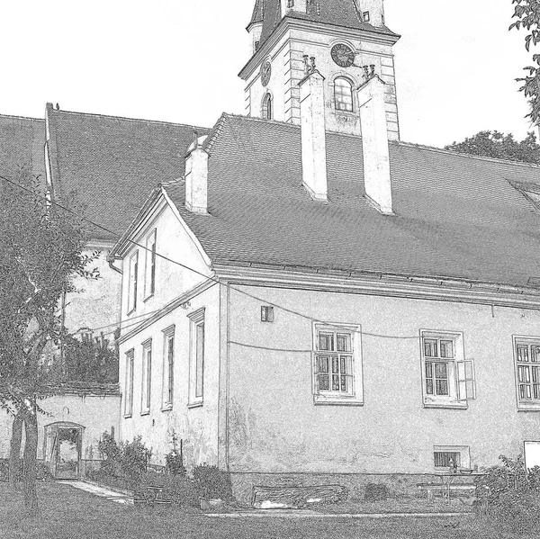 Paisaje Rural Típico Casas Campesinas Pueblo Cristian Condado Sibiu Transilvania — Foto de Stock