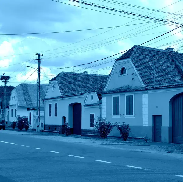 Paisagem Rural Típica Casas Camponeses Aldeia Cristian Condado Sibiu Transilvânia — Fotografia de Stock