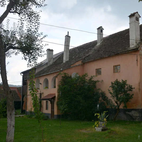 Köyün Cristian Sibiu Lçesi Transilvanya Tipik Kırsal Manzara Köylü Evleri — Stok fotoğraf