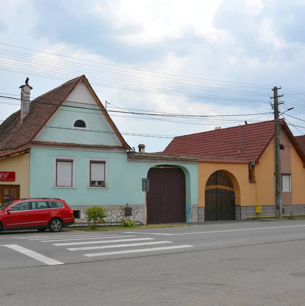 Paisaje Rural Típico Casas Campesinas Pueblo Cristian Condado Sibiu Transilvania —  Fotos de Stock