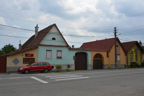 Paisaje Rural Típico Casas Campesinas Pueblo Cristian Condado Sibiu Transilvania —  Fotos de Stock
