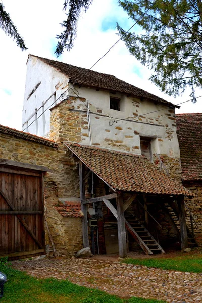 Cour Église Médiévale Fortifiée Cristian Transylvanie Roumanie — Photo