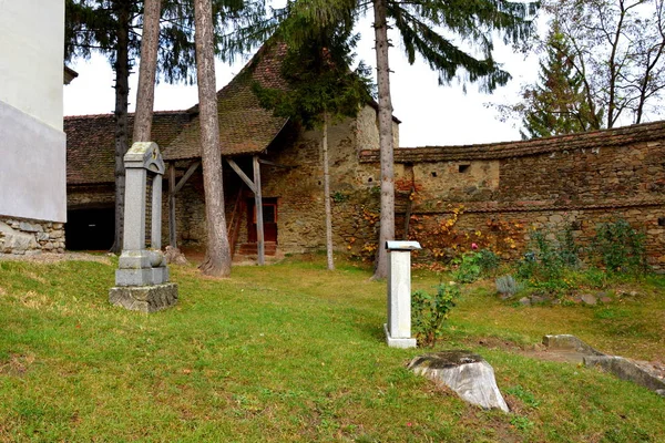 Cour Église Saxonne Fortifiée Médiévale Village Crit Transylvanie Roumanie — Photo