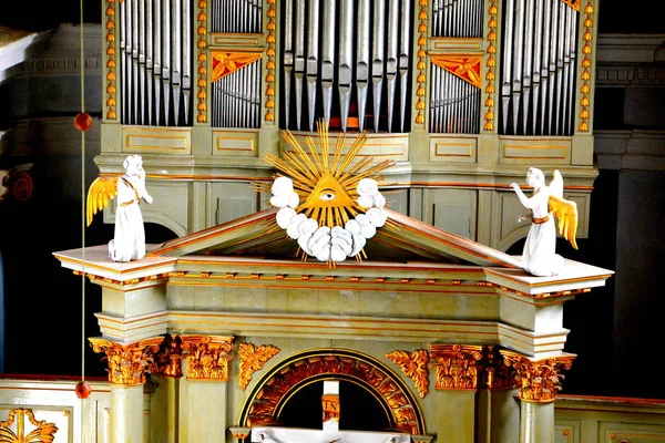 Orgel Binnen Middeleeuwse Versterkte Saksische Kerk Het Dorp Crit Transsylvanië — Stockfoto