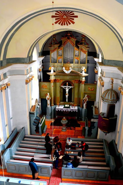 Intérieur Église Médiévale Fortifiée Saxonne Dans Village Crit Transylvanie Roumanie — Photo