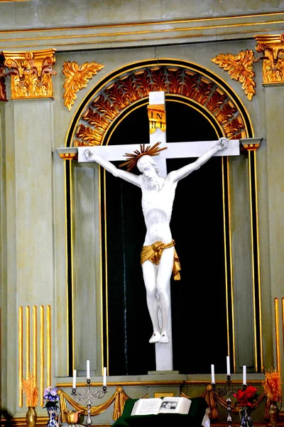 All Interno Della Chiesa Medievale Fortificata Sachon Nel Villaggio Crit — Foto Stock