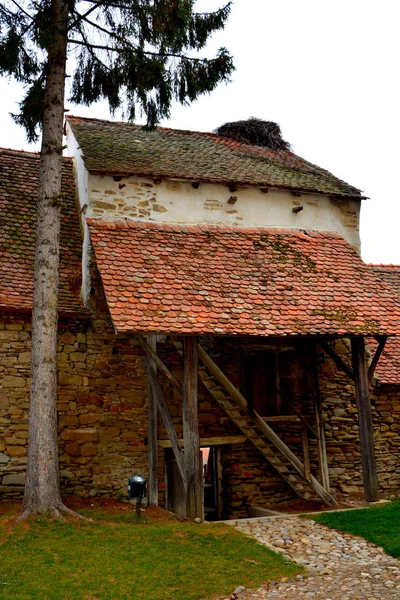 Patio Iglesia Medieval Fortificada Saxon Pueblo Crit Transilvania Rumania —  Fotos de Stock