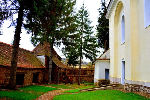 Courtyard Medieval Fortified Saxon Church Village Crit Transylvania Romania — Stock Photo, Image