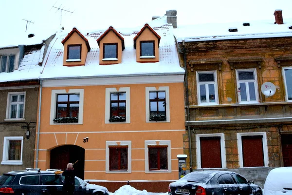 Typical Winter Urban Landscape City Brasov Town Situated Transylvania Romania Stock Picture