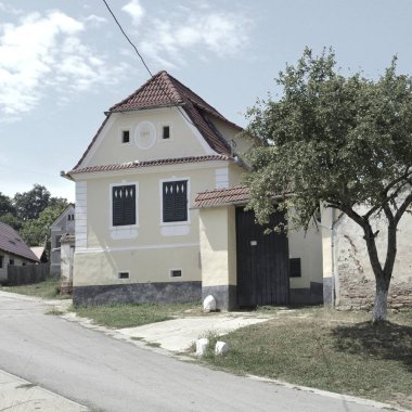 Veseud, Zied, Komün Chirpr Sibiu County, Transilvanya, Romanya, köyde tipik kırsal manzara ilk 1379 içinde karşımıza. Köylü evleri.