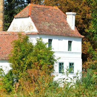 Bradeni, Henndorf, Hegendorf, Transilvanya, Romanya 'daki tipik kırsal alan ve köylü evleri. Yerleşim yeri Sakson koloniciler tarafından 12. yüzyılın ortalarında kuruldu.