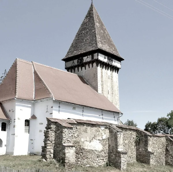 Fortified Medieval Saxon Evangelic Church Veseud Zied Village Commune Chirpr — Stock Photo, Image