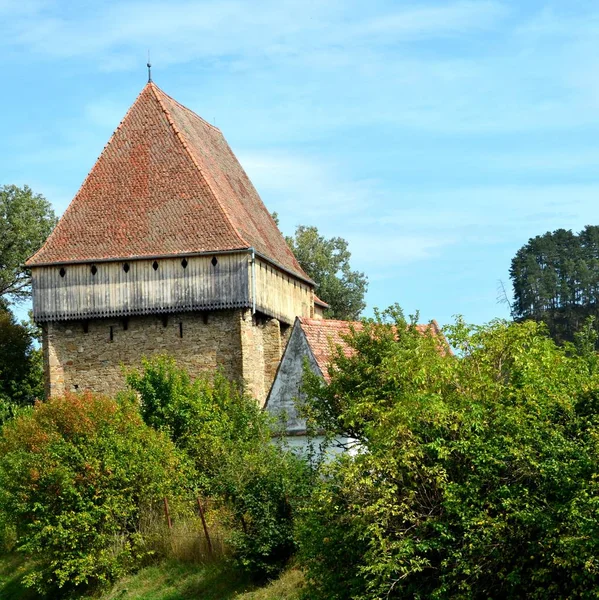 Iglesia Medieval Fortificada Pueblo Bradeni Henndorf Hegendorf Transilvania Rumania Asentamiento —  Fotos de Stock