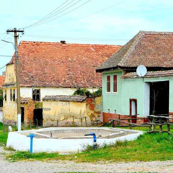 Typical Rural Landscape Peasant Houses Barcut Bekokten Brekolten Transylvania Romania — Stock Photo, Image