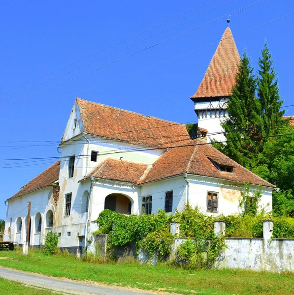 Befestigte Mittelalterliche Sächsische Evangelische Kirche Dorf Somartin Martinsberg Mrtelsberg Siebenbürgen — Stockfoto