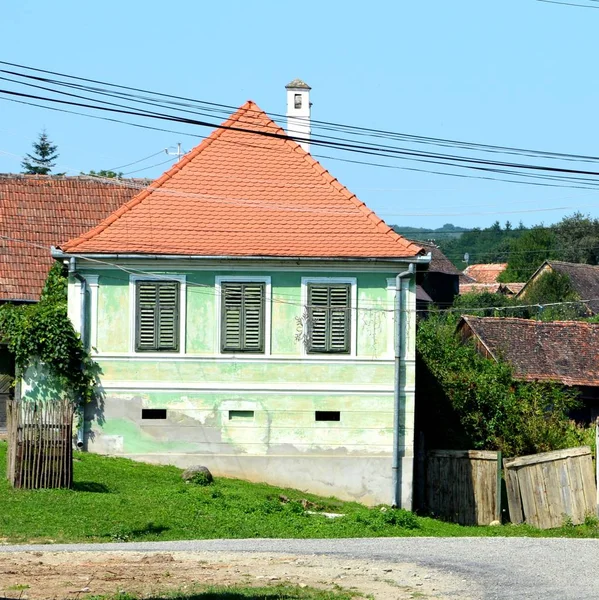 Paisaje Rural Típico Casas Campesinas Pueblo Somartin Martinsberg Mrtelsberg Transilvania —  Fotos de Stock