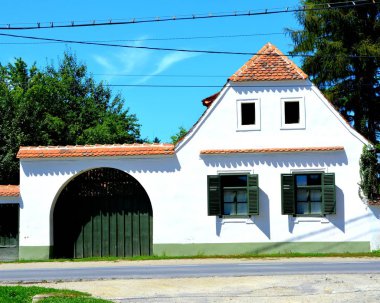 Tipik kırsal manzara ve köylü evlerde Cincsor-Kleinschenk, Sibiu İlçesi, Transilvanya, Romanya. Yerleşim 12. yüzyılda ortasında Sakson kolonistler tarafından kuruldu