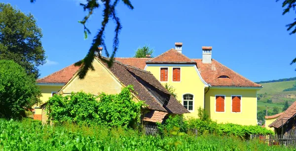 Typowy Wiejski Krajobraz Wiejskie Domy Miejscowości Jibert Transylwania Rumunia Osada — Zdjęcie stockowe