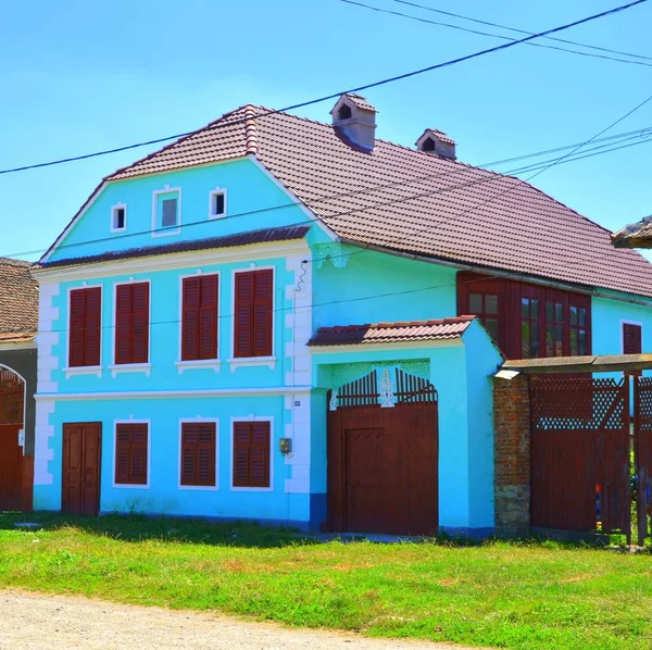 Paisaje Rural Típico Casas Campesinas Dacia Stein Transilvania Rumania Documental —  Fotos de Stock