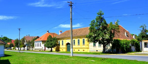 Типичный Сельский Пейзаж Крестьянские Дома Цинксор Клейншенке Округ Сибиу Трансильвания — стоковое фото