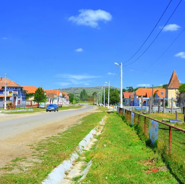 Typiska Landsbygdens Landskap Och Bonde Hus Dacia Stein Transsylvanien Rumänien — Stockfoto