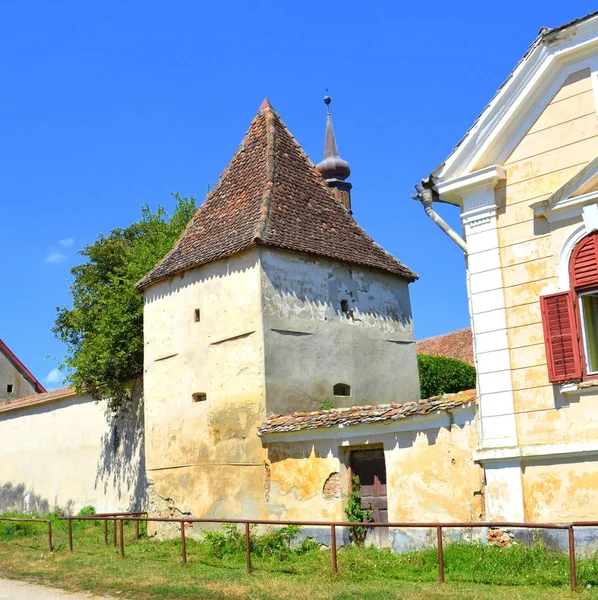 Befestigte Mittelalterliche Sächsische Evangelische Kirche Dacia Stein Beleg Aus Dem — Stockfoto