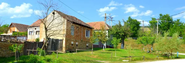 Paisagem Rural Típica Casas Camponeses Aldeia Felmer Felmern Transilvânia Romênia — Fotografia de Stock