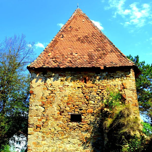 Ruinen Befestigte Mittelalterliche Sächsische Evangelische Kirche Dorf Felmer Felmern Siebenbürgen — Stockfoto