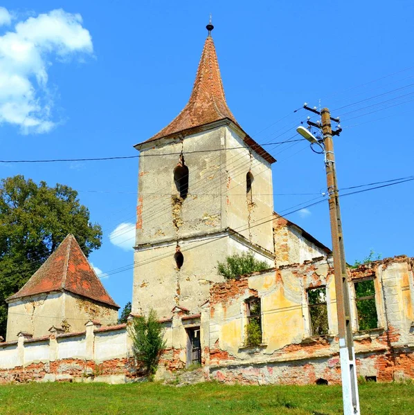 Ruins Fortified Medieval Saxon Evangelic Church Village Felmer Felmern Transylvania — Stock Photo, Image