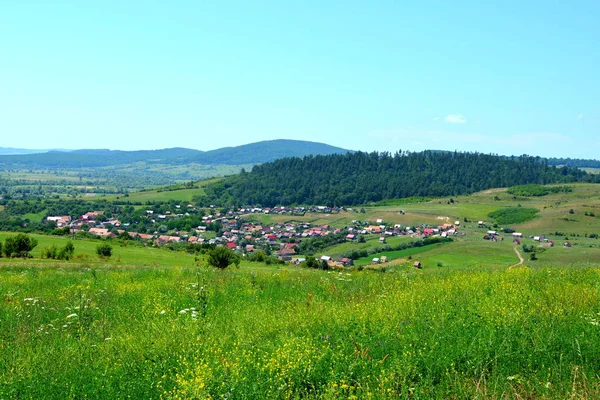 Aerial View Village Racos Transylvania Romania Village Brasov County One — Stock Photo, Image