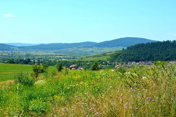 Aerial View Village Racos Transylvania Romania Village Brasov County One — Stock Photo, Image