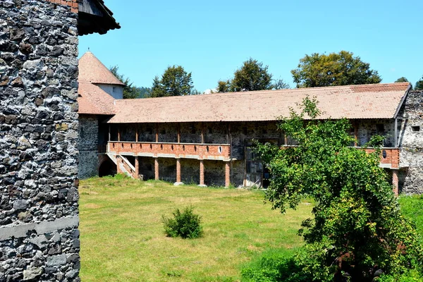 Reconstruction Fantastique Palais Médiéval Dans Village Racos Transylvanie Roumanie — Photo