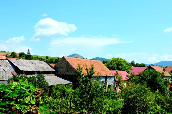 Paisaje Rural Típico Racos Pueblo Condado Brasov Transilvania Rumania Cerca — Foto de Stock