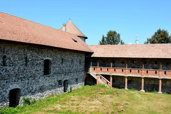 Reconstruction Fantastique Palais Médiéval Dans Village Racos Transylvanie Roumanie — Photo