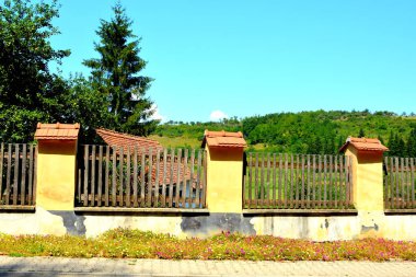 Veseud, Zied, Komün Chirpr Sibiu County, Transilvanya, Romanya, köyde tipik kırsal manzara ilk 1379 içinde karşımıza. Köylü evleri.