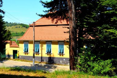 Veseud, Zied, Komün Chirpr Sibiu County, Transilvanya, Romanya, köyde tipik kırsal manzara ilk 1379 içinde karşımıza. Köylü evleri.