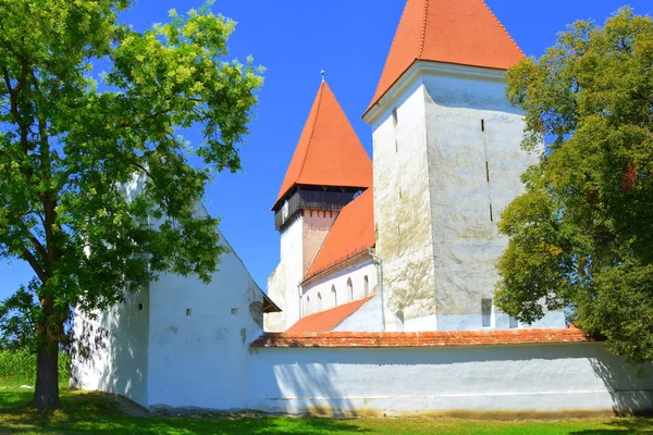 Fortified Medieval Saxon Church Village Merghindeal Mergenthal Transylvania Romania Settlement — Stock Photo, Image