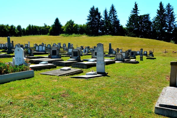 Cimetière Église Saxonne Médiévale Fortifiée Village Merghindeal Mergenthal Transylvanie Roumanie — Photo