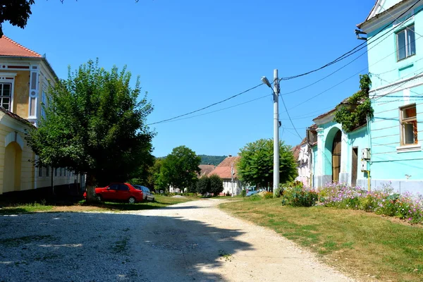 Typiska Lantliga Landskap Och Bondehus Cincu Grossschenk Transsylvanien Rumänien Bosättningen — Stockfoto
