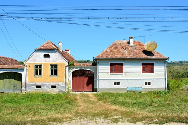Paisaje Rural Típico Casas Campesinas Pueblo Merghindeal Mergenthal Transilvania Rumania —  Fotos de Stock