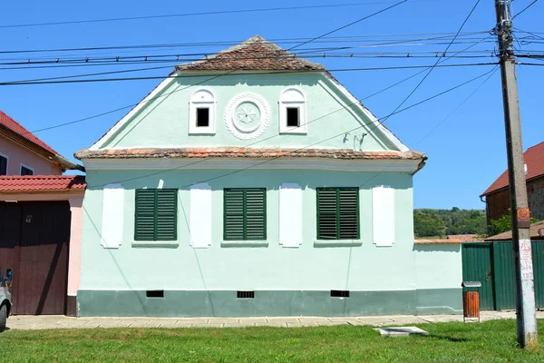 Paisagem Rural Típica Casas Camponeses Aldeia Merghindeal Mergenthal Transilvânia Roménia — Fotografia de Stock