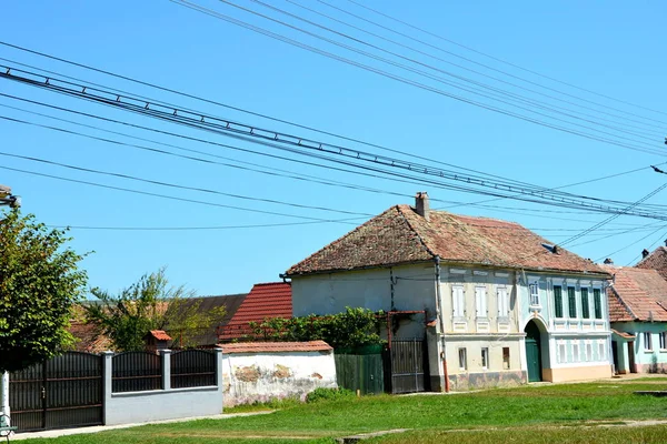 Paisaje Rural Típico Casas Campesinas Pueblo Merghindeal Mergenthal Transilvania Rumania —  Fotos de Stock