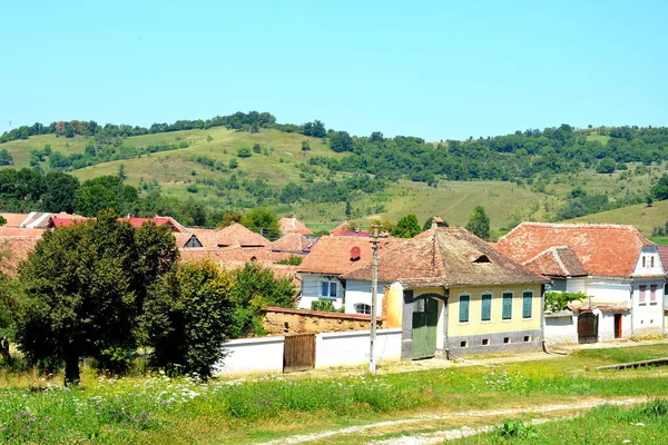 Paisaje Rural Típico Casas Campesinas Pueblo Merghindeal Mergenthal Transilvania Rumania — Foto de Stock