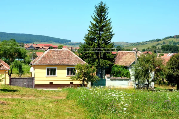 Typical Rural Landscape Peasant Houses Cincu Grossschenk Transylvania Romania Settlement — Stock Photo, Image