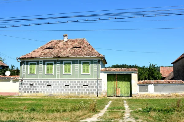 Paisagem Rural Típica Casas Camponeses Aldeia Merghindeal Mergenthal Transilvânia Roménia — Fotografia de Stock