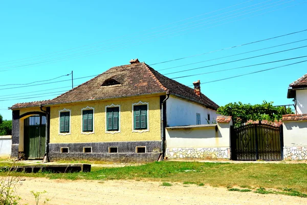 Paisaje Rural Típico Casas Campesinas Pueblo Merghindeal Mergenthal Transilvania Rumania —  Fotos de Stock