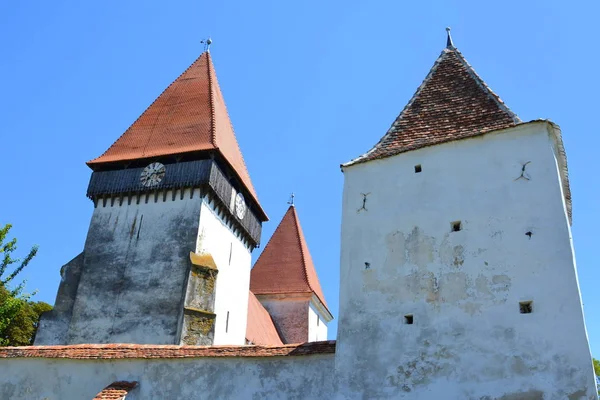 Chiesa Fortificata Sassone Medievale Nel Villaggio Merghindeal Mergenthal Transilvania Romania — Foto Stock