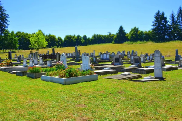 Cimetière Église Saxonne Médiévale Fortifiée Village Merghindeal Mergenthal Transylvanie Roumanie — Photo